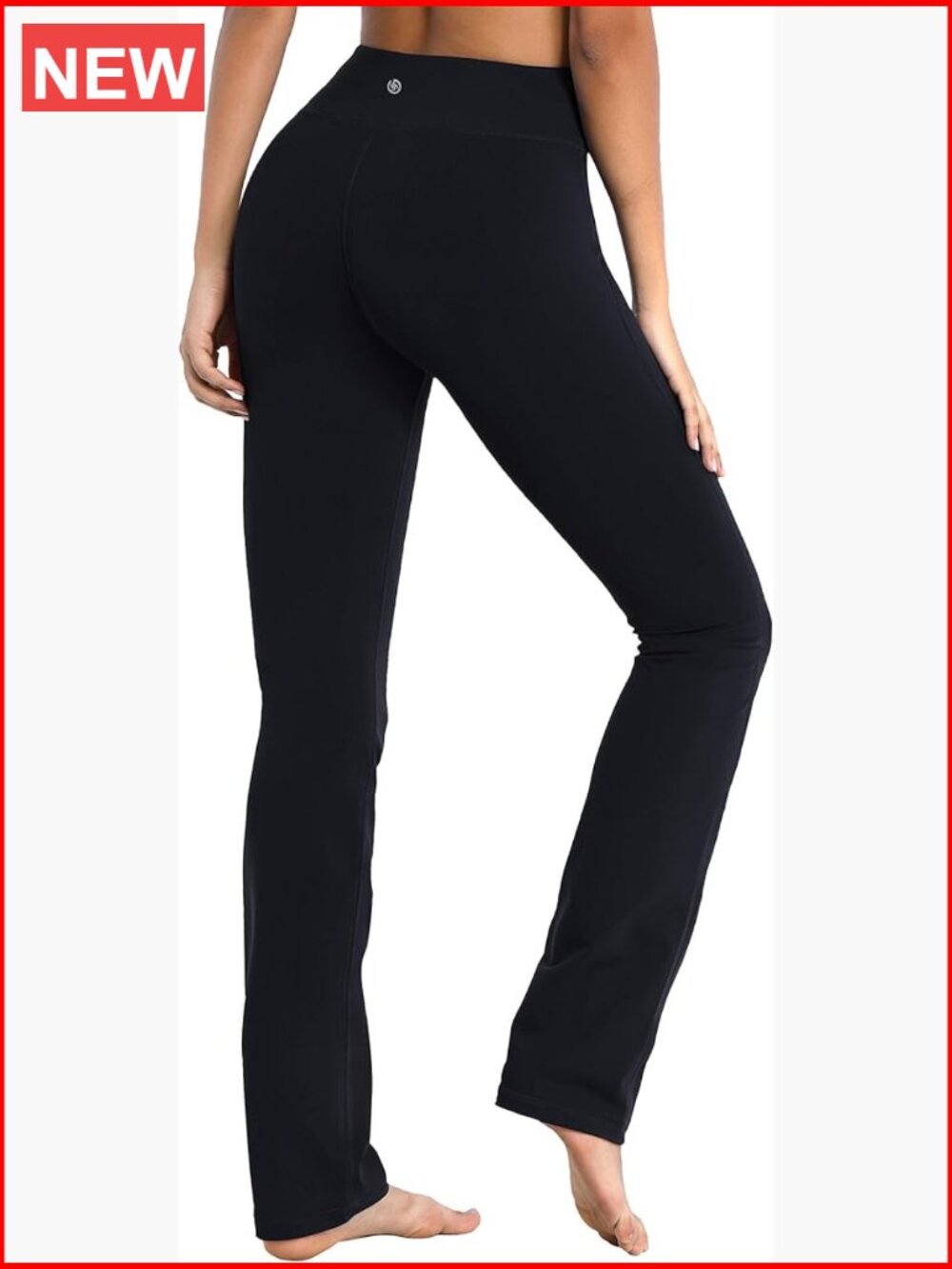 High Waist Straight Leg Yoga Pants with Pockets Tummy Control Workout Pants